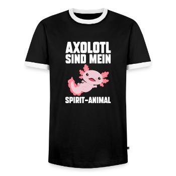 Axolotl - T-shirt contrasté Homme - noir/blanc - Devant - AI Model Female 172 light (172cm) & AI Model Male 178 light (178cm)
