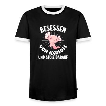Axolotl - T-shirt contrasté Homme - noir/blanc - Devant - AI Model Female 172 light (172cm) & AI Model Male 178 light (178cm)