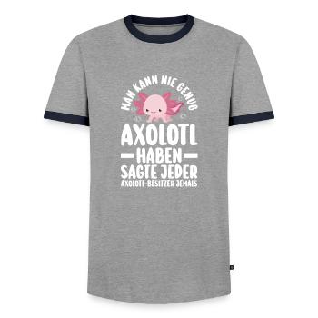 Axolotl - Men's Ringer Shirt - grey/navy  - Front - AI Model Female 172 light (172cm) & AI Model Male 178 light (178cm)