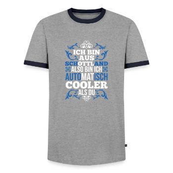 Scots Scottish Scotland - Men's Ringer Shirt - grey/navy  - Front - AI Model Female 172 light (172cm) & AI Model Male 178 light (178cm)