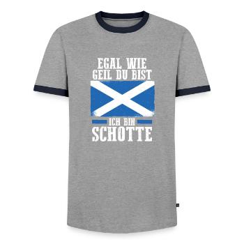 Scots Scottish Scotland - Men's Ringer Shirt - grey/navy  - Front - AI Model Female 172 light (172cm) & AI Model Male 178 light (178cm)
