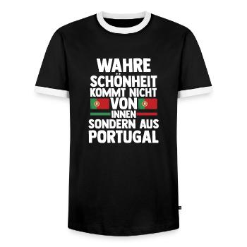 Portugiesen Portugal - Männer Kontrast-T-Shirt - Schwarz/Weiß - Vorne - AI Model Female 172 light (172cm) & AI Model Male 178 light (178cm)