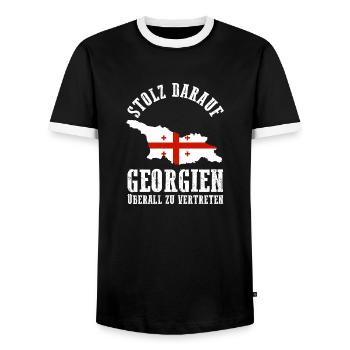Georgian Georgia - Men's Ringer Shirt - black/white - Front - AI Model Female 172 light (172cm) & AI Model Male 178 light (178cm)