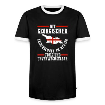 Georgier Georgien - Männer Kontrast-T-Shirt - Schwarz/Weiß - Vorne - AI Model Female 172 light (172cm) & AI Model Male 178 light (178cm)