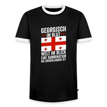 Géorgie géorgienne - T-shirt contrasté Homme - noir/blanc - Devant - AI Model Female 172 light (172cm) & AI Model Male 178 light (178cm)