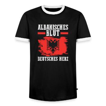 Albanian Albanian German Albania - Men's Ringer Shirt - black/white - Front - AI Model Female 172 light (172cm) & AI Model Male 178 light (178cm)