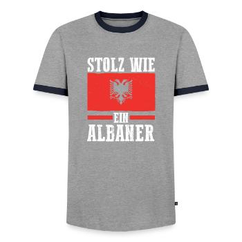 Albanians Albanian Albania - Men's Ringer Shirt - grey/navy  - Front - AI Model Female 172 light (172cm) & AI Model Male 178 light (178cm)