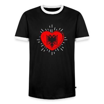 Albaner Albanisch Albanien - Männer Kontrast-T-Shirt - Schwarz/Weiß - Vorne - AI Model Female 172 light (172cm) & AI Model Male 178 light (178cm)