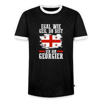Géorgie géorgienne - T-shirt contrasté Homme - noir/blanc - Devant - AI Model Female 172 light (172cm) & AI Model Male 178 light (178cm)