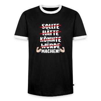 Executives should have, could, could make doers - Men's Ringer Shirt - black/white - Front - AI Model Female 172 light (172cm) & AI Model Male 178 light (178cm)
