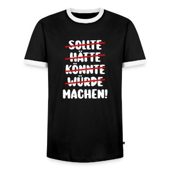 Executives should have, could, could make doers - Men's Ringer Shirt - black/white - Front - AI Model Female 172 light (172cm) & AI Model Male 178 light (178cm)