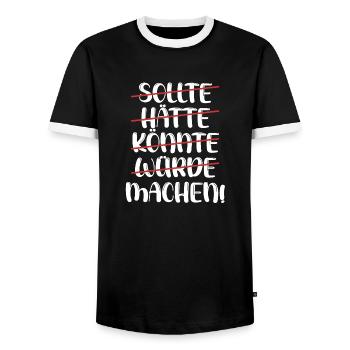 Executives should have, could, could make doers - Men's Ringer Shirt - black/white - Front - AI Model Female 172 light (172cm) & AI Model Male 178 light (178cm)