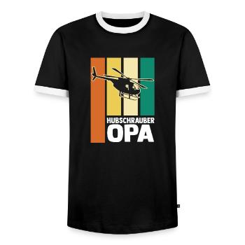 Opa Großvater Pilot Helikopter Hubschrauber - Männer Kontrast-T-Shirt - Schwarz/Weiß - Vorne - AI Model Female 172 light (172cm) & AI Model Male 178 light (178cm)