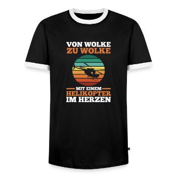 Pilot Hubschrauber Helikopter - Männer Kontrast-T-Shirt - Schwarz/Weiß - Vorne - AI Model Female 172 light (172cm) & AI Model Male 178 light (178cm)