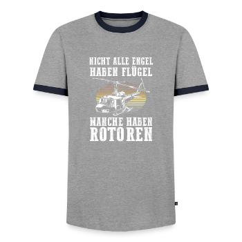 Pilot Helicopter Helicopter - Men's Ringer Shirt - grey/navy  - Front - AI Model Female 172 light (172cm) & AI Model Male 178 light (178cm)