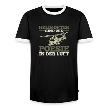 Pilot Helicopter Helicopter - Men's Ringer Shirt - black/white - Front - AI Model Female 172 light (172cm) & AI Model Male 178 light (178cm)