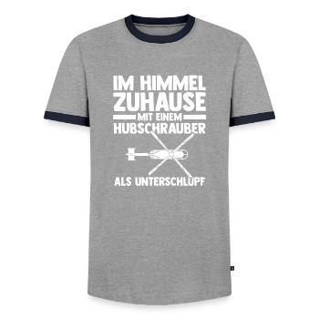 Pilot Helicopter Helicopter - Men's Ringer Shirt - grey/navy  - Front - AI Model Female 172 light (172cm) & AI Model Male 178 light (178cm)