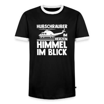 Pilote Hélicoptère Hélicoptère - T-shirt contrasté Homme - noir/blanc - Devant - AI Model Female 172 light (172cm) & AI Model Male 178 light (178cm)