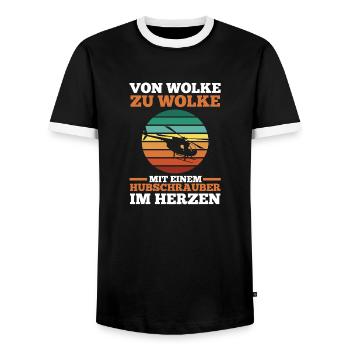 Pilot Helikopter Hubschrauber - Männer Kontrast-T-Shirt - Schwarz/Weiß - Vorne - AI Model Female 172 light (172cm) & AI Model Male 178 light (178cm)