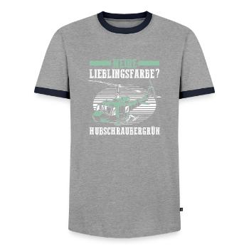 Pilot Helicopter Helicopter - Men's Ringer Shirt - grey/navy  - Front - AI Model Female 172 light (172cm) & AI Model Male 178 light (178cm)
