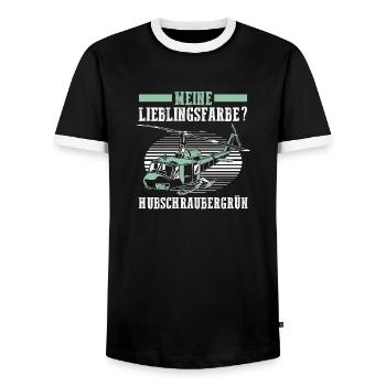 Pilot Helicopter Helicopter - Men's Ringer Shirt - black/white - Front - AI Model Female 172 light (172cm) & AI Model Male 178 light (178cm)