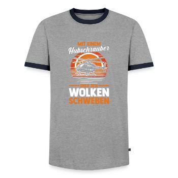 Pilot Helicopter Helicopter - Men's Ringer Shirt - grey/navy  - Front - AI Model Female 172 light (172cm) & AI Model Male 178 light (178cm)