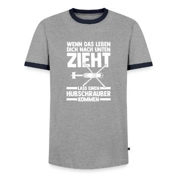 Pilot Helicopter Helicopter - Men's Ringer Shirt - grey/navy  - Front - AI Model Female 172 light (172cm) & AI Model Male 178 light (178cm)