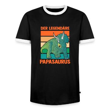 Papa Père Dino Dinosaure Papasaurus - T-shirt contrasté Homme - noir/blanc - Devant - AI Model Female 172 light (172cm) & AI Model Male 178 light (178cm)