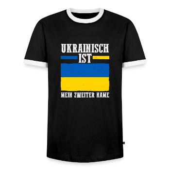 Ukrainiens Ukraine - T-shirt contrasté Homme - noir/blanc - Devant - AI Model Female 172 light (172cm) & AI Model Male 178 light (178cm)