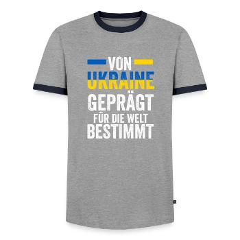Ukrainians Ukraine - Men's Ringer Shirt - grey/navy  - Front - AI Model Female 172 light (172cm) & AI Model Male 178 light (178cm)