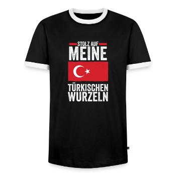 Turcs Turquie Turquie - T-shirt contrasté Homme - noir/blanc - Devant - AI Model Female 172 light (172cm) & AI Model Male 178 light (178cm)