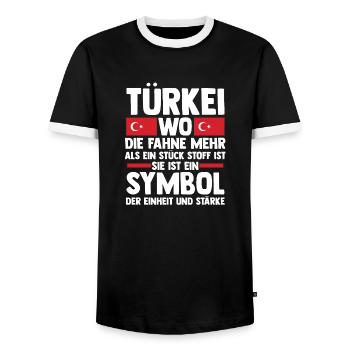 Turks Turkish Turkey - Men's Ringer Shirt - black/white - Front - AI Model Female 172 light (172cm) & AI Model Male 178 light (178cm)