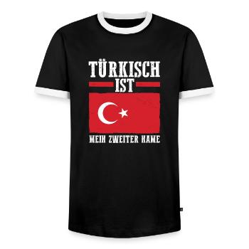 Turks Turkish Turkey - Men's Ringer Shirt - black/white - Front - AI Model Female 172 light (172cm) & AI Model Male 178 light (178cm)
