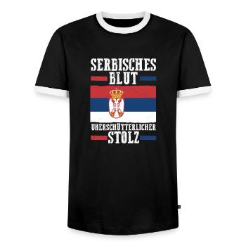 Serbe Serbe Serbie - T-shirt contrasté Homme - noir/blanc - Devant - AI Model Female 172 light (172cm) & AI Model Male 178 light (178cm)