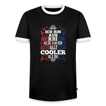Serbe Serbe Serbie - T-shirt contrasté Homme - noir/blanc - Devant - AI Model Female 172 light (172cm) & AI Model Male 178 light (178cm)