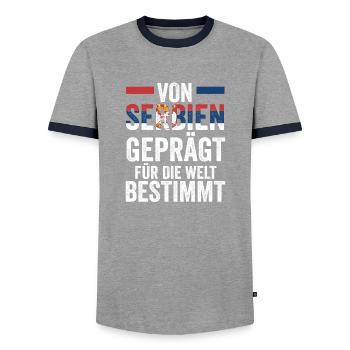 Serbian Serbian Serbia - Men's Ringer Shirt - grey/navy  - Front - AI Model Female 172 light (172cm) & AI Model Male 178 light (178cm)