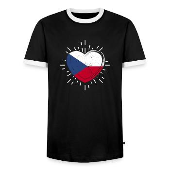 Tchèques République tchèque - T-shirt contrasté Homme - noir/blanc - Devant - AI Model Female 172 light (172cm) & AI Model Male 178 light (178cm)