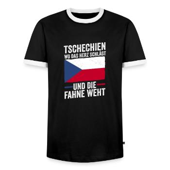 Tchèques République tchèque - T-shirt contrasté Homme - noir/blanc - Devant - AI Model Female 172 light (172cm) & AI Model Male 178 light (178cm)