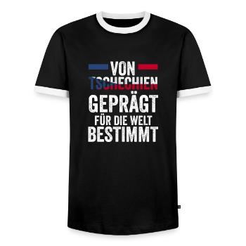 Tchèques République tchèque - T-shirt contrasté Homme - noir/blanc - Devant - AI Model Female 172 light (172cm) & AI Model Male 178 light (178cm)
