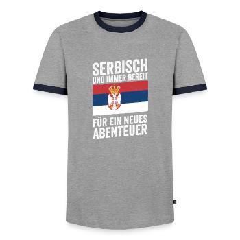 Serbian Serbian Serbia - Men's Ringer Shirt - grey/navy  - Front - AI Model Female 172 light (172cm) & AI Model Male 178 light (178cm)