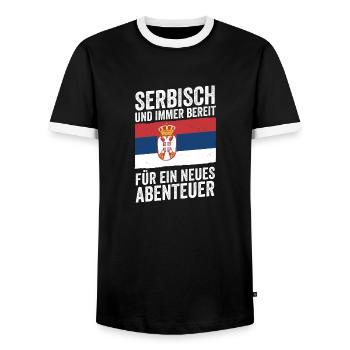 Serbe Serbe Serbie - T-shirt contrasté Homme - noir/blanc - Devant - AI Model Female 172 light (172cm) & AI Model Male 178 light (178cm)