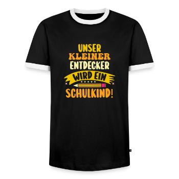 Eltern Schulkind Grundschule Erste Klasse Einschul - Männer Kontrast-T-Shirt - Schwarz/Weiß - Vorne - AI Model Female 172 light (172cm) & AI Model Male 178 light (178cm)