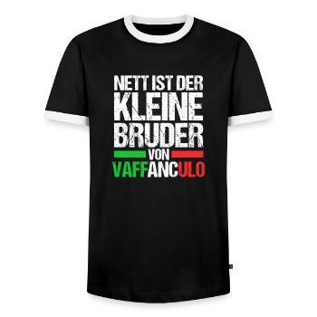 Italie Italien Vaffanculo - T-shirt contrasté Homme - noir/blanc - Devant - AI Model Female 172 light (172cm) & AI Model Male 178 light (178cm)