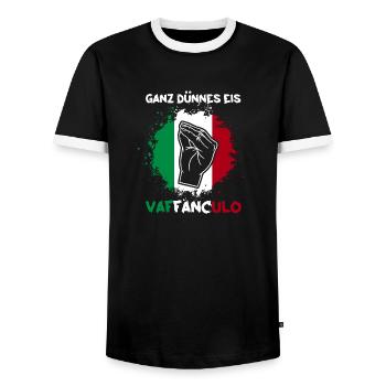Italie Italien Vaffanculo - T-shirt contrasté Homme - noir/blanc - Devant - AI Model Female 172 light (172cm) & AI Model Male 178 light (178cm)