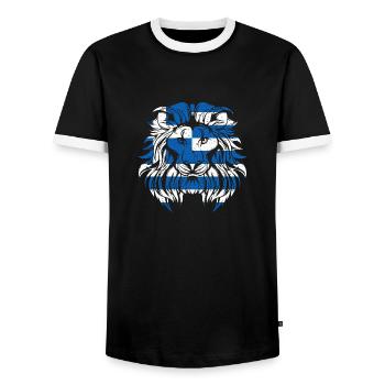 Lion grec Grèce - T-shirt contrasté Homme - noir/blanc - Devant - AI Model Female 172 light (172cm) & AI Model Male 178 light (178cm)