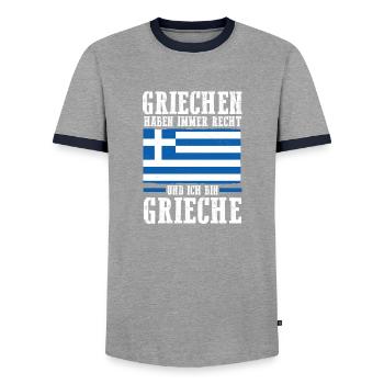 Greeks Greece - Men's Ringer Shirt - grey/navy  - Front - AI Model Female 172 light (172cm) & AI Model Male 178 light (178cm)