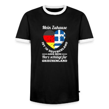 Grèce Allemagne Grèce - T-shirt contrasté Homme - noir/blanc - Devant - AI Model Female 172 light (172cm) & AI Model Male 178 light (178cm)