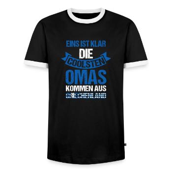 Mamie grecque grand-mère Grèce - T-shirt contrasté Homme - noir/blanc - Devant - AI Model Female 172 light (172cm) & AI Model Male 178 light (178cm)