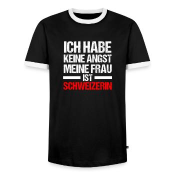 Suisse Suisse - T-shirt contrasté Homme - noir/blanc - Devant - AI Model Female 172 light (172cm) & AI Model Male 178 light (178cm)