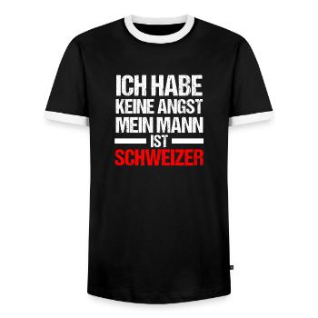 Suisse Suisse - T-shirt contrasté Homme - noir/blanc - Devant - AI Model Female 172 light (172cm) & AI Model Male 178 light (178cm)
